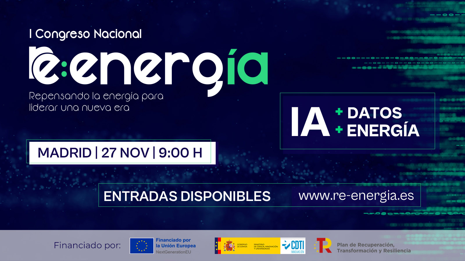 Cartel del I Congreso Nacional Re:energ�a, que se celebrar� el 27 de noviembre en Madrid