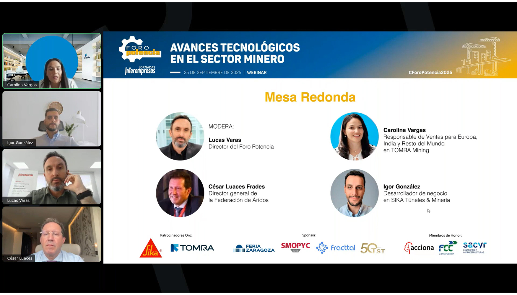 Mesa redonda del webinar 'Avances tecnolgicos en el sector minero'