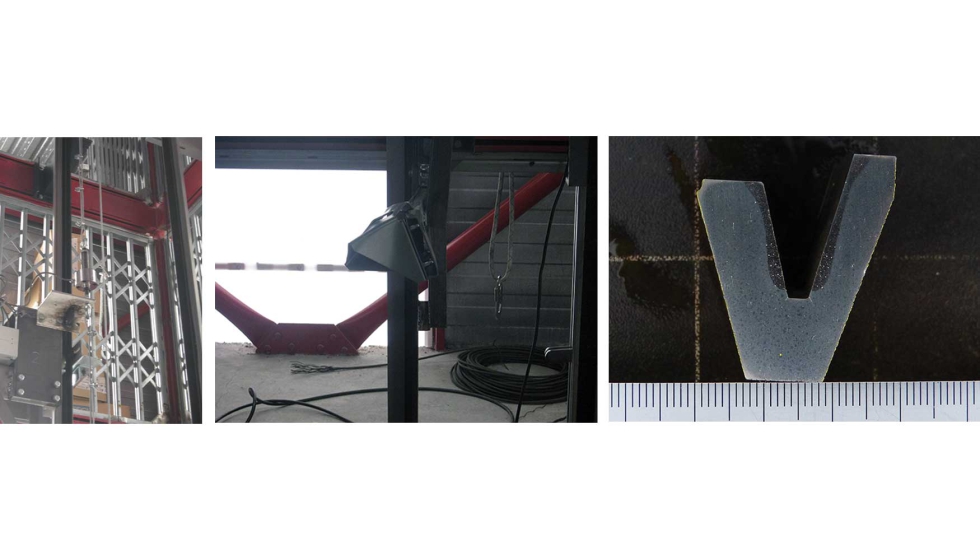 Figura 5. Instalacin para ensayo de limitador, soporte tras ensayo y corte de polea