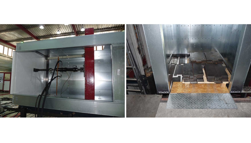 Figura 8. Ensayo de fatiga en cabina y carga descentrada en suelo para ensayo de acuamiento