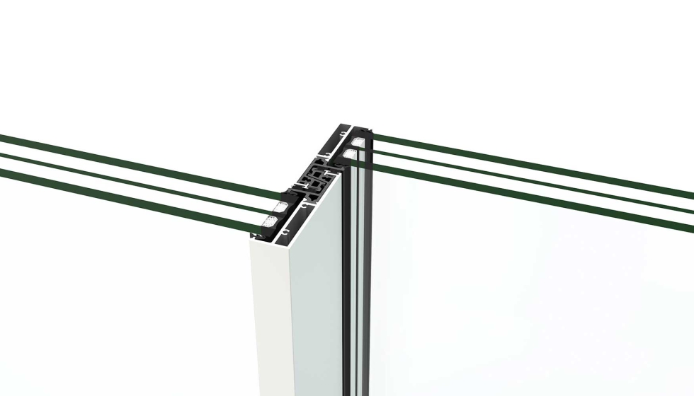 Detalle del nudo central de la nueva serie corredera Cor Vison Evolution, de Cortizo