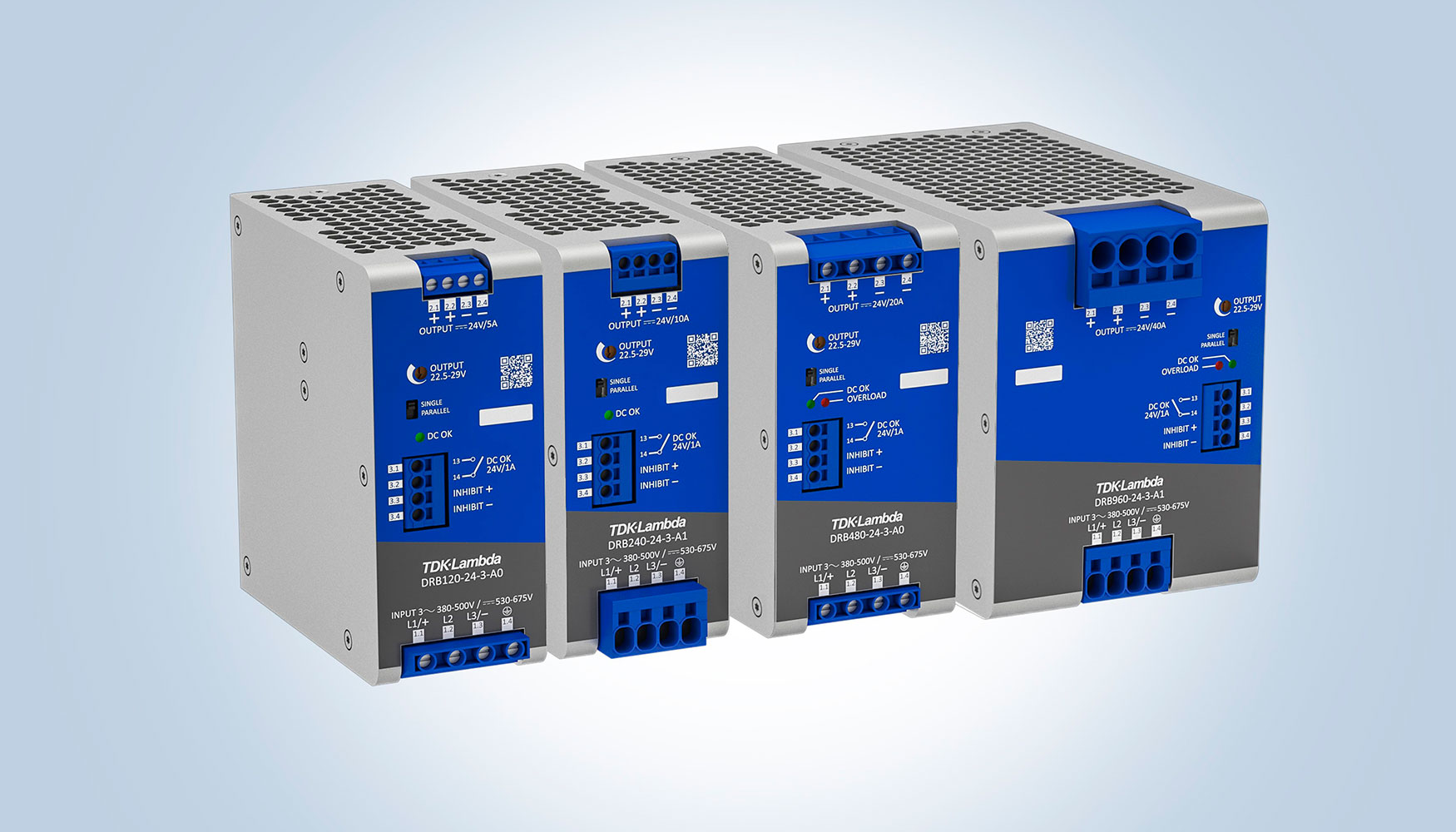 Esta serie, que posee niveles de potencia de salida de 120 a 960 W, se presenta actualmente con un rango de entrada de CA nominal de 400 a 500 Vac...