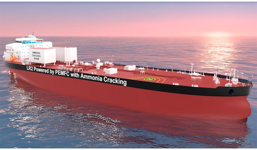 Representaci�n del dise�o conceptual del primer buque cisterna LR2 del mundo propulsado por amon�aco, fruto de la colaboraci�n entre MISC...