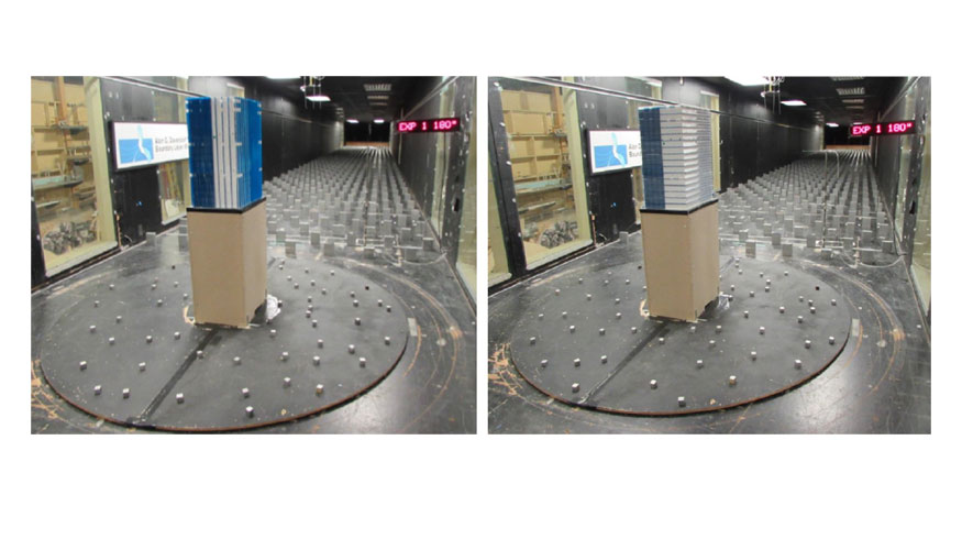 Figura 2 - Maquetas escala 1:100 en tnel de viento