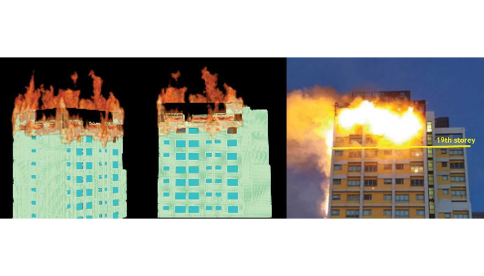 Reconstruccin del siniestro de la Torre Ambar (Madrid 2020)