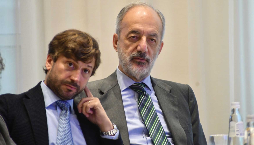 Felipe Quint, presidente da AEA, e Francisco Milln Mon, eurodeputado do PPE, durante o pequeno-almoo informativo