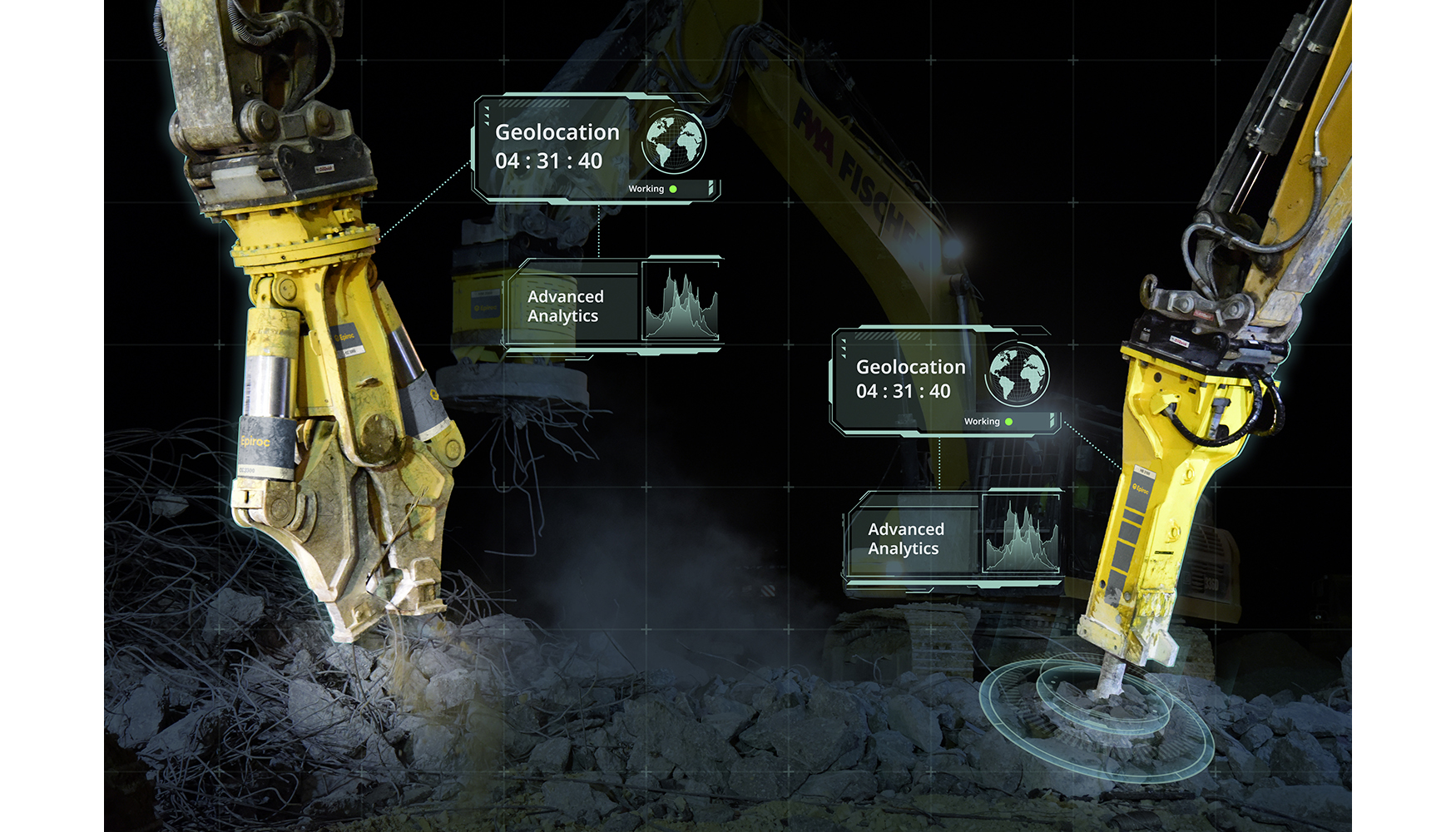Epiroc InSite ofrece a los operadores un control y visibilidad total sobre sus herramientas hidrulicas