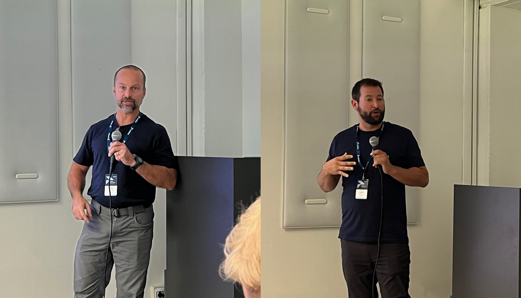 A la izquierda, Quinn Derby, Marketing Manager de Rehlko Engines. A la derecha, Troy Becker, Product Manager de motores de gasolina de Rehlko...