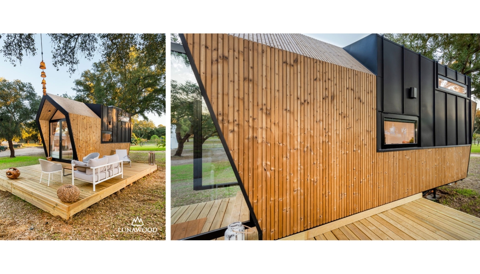 El revestimiento exterior se ha realizado con madera termotratada Lunawood...