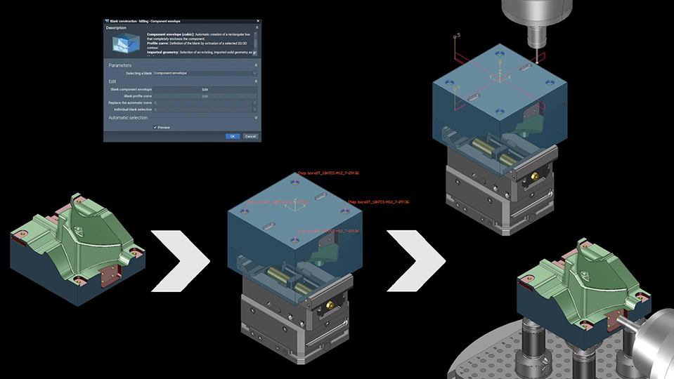 A tecnologia SmartOps orienta o utilizador de CAD/CAM ao longo de todo o processo CAD/CAM, desde a importao de dados at  sada NC...