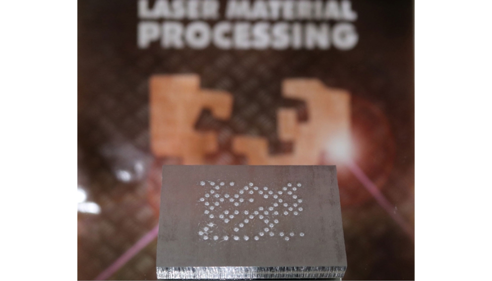 Figura 9: Ejemplo de una pieza de Ti6Al4V codificada mediante aporte de WC, previo a la fase de recubrimiento