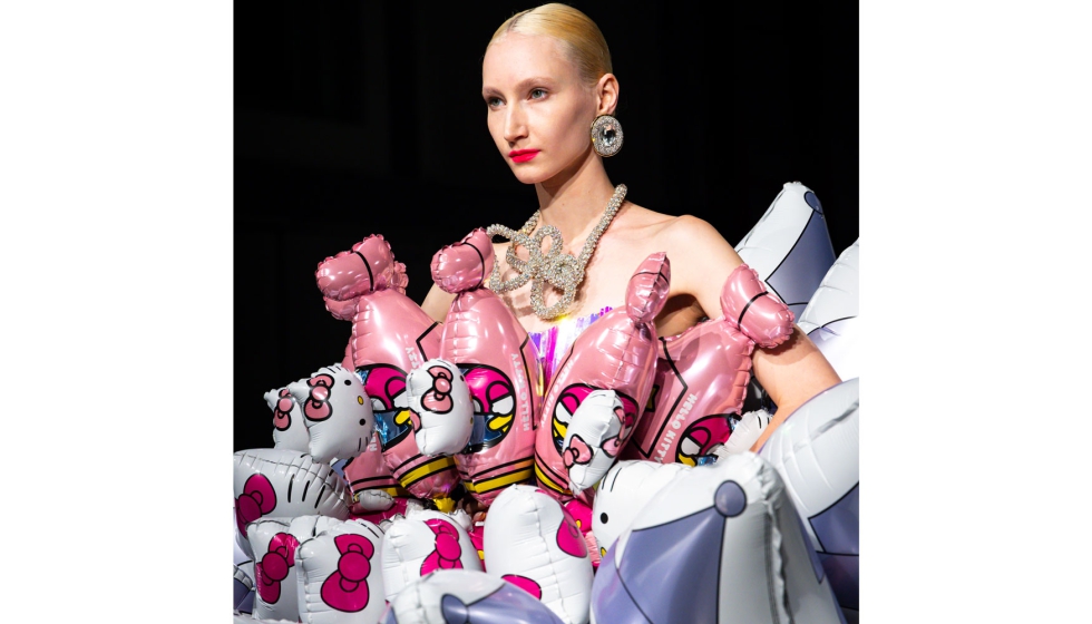 Kuromi and Hello Kitty inflatables dress at Germanier Fall 2025 Couture collection