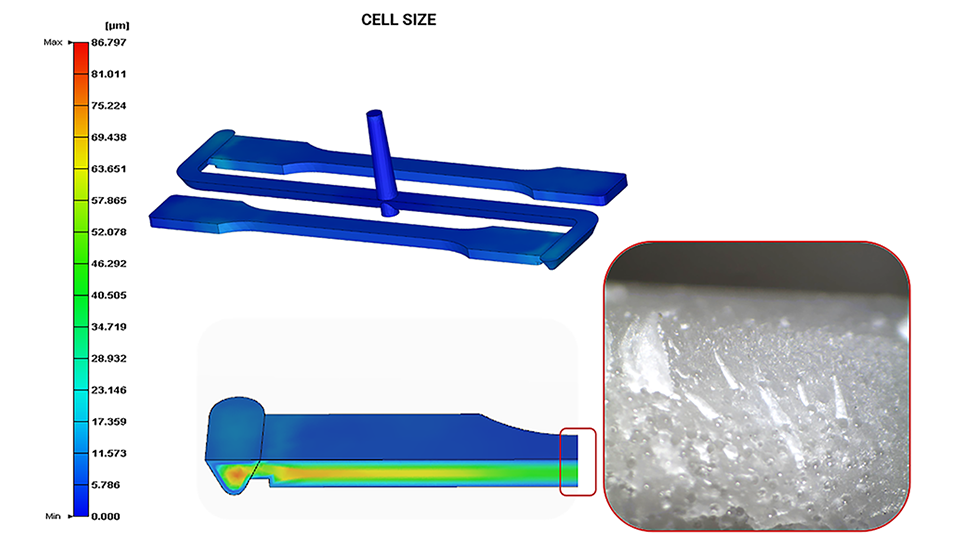 (Figura 3) Simulao vs. Resultados experimentais  1 wt% de agente expansor qumico