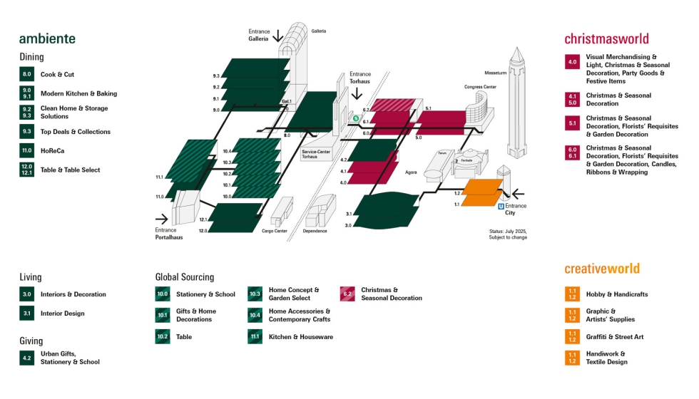 Plano general de las ferias de Ambiente, Christmasworld y Creativeworld
