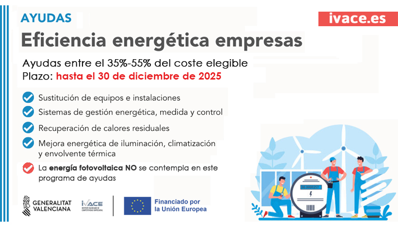 Ayudas para la eficiencia energ�tica en empresas de la Comunidad Valenciana hasta diciembre de 2025