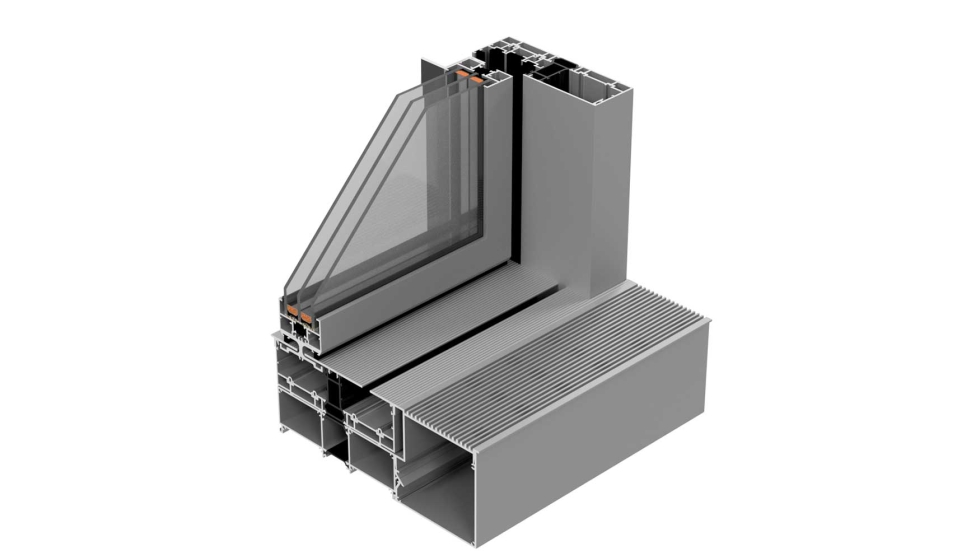 Pormenor do sistema de correr minimalista Aluprom 20 da Aluval