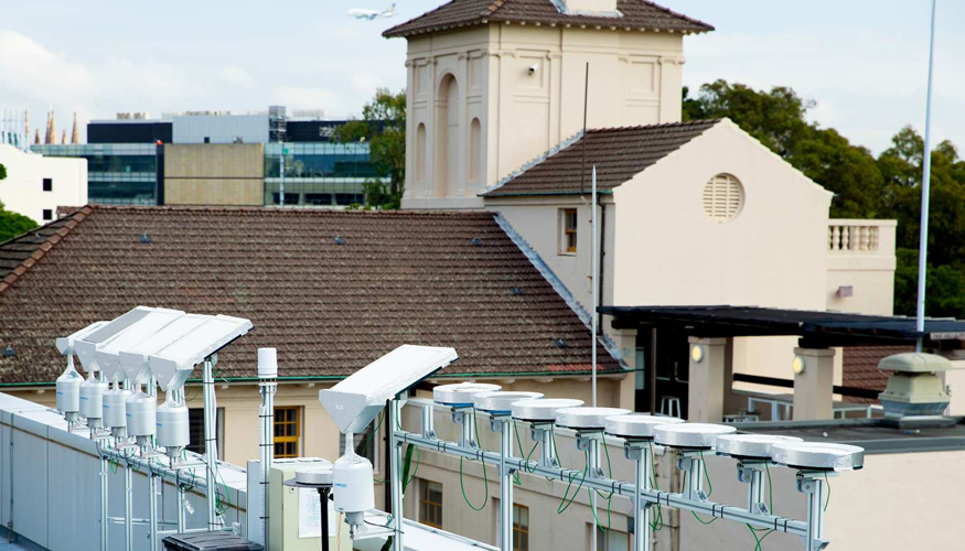 Configuracin experimental en el techo del Sydney Nanoscience Hub