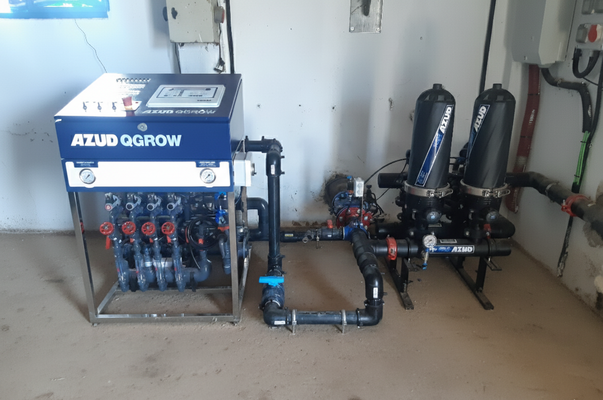 Figura 2. Cabezal de riego automatizado con la tecnolog�a AZUD QGROW y AZUD HELIX AUTOMATIC