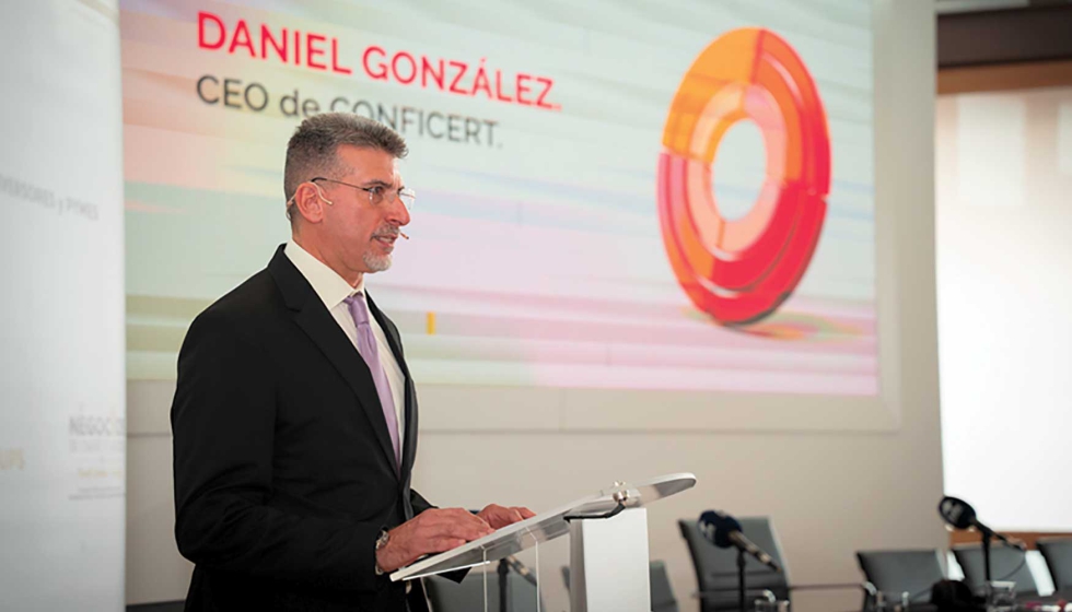 Daniel Gonz�lez CEO de Conficert y director de desarrollo corporativo de Acerta en la jornada 'La revoluci�n de los sellos de calidad'...