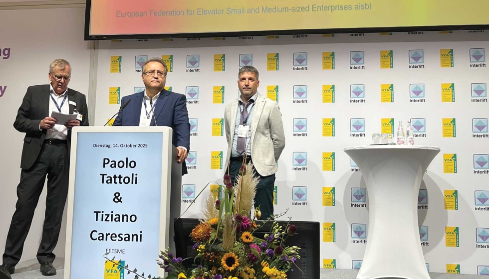 Paolo Tattoli y Tiziano Caresani fueron los encargados de abrir el SBS Lift Forum 2025 con su anlisis conjunto de las nuevas EN 81-42 y EN 81-41...