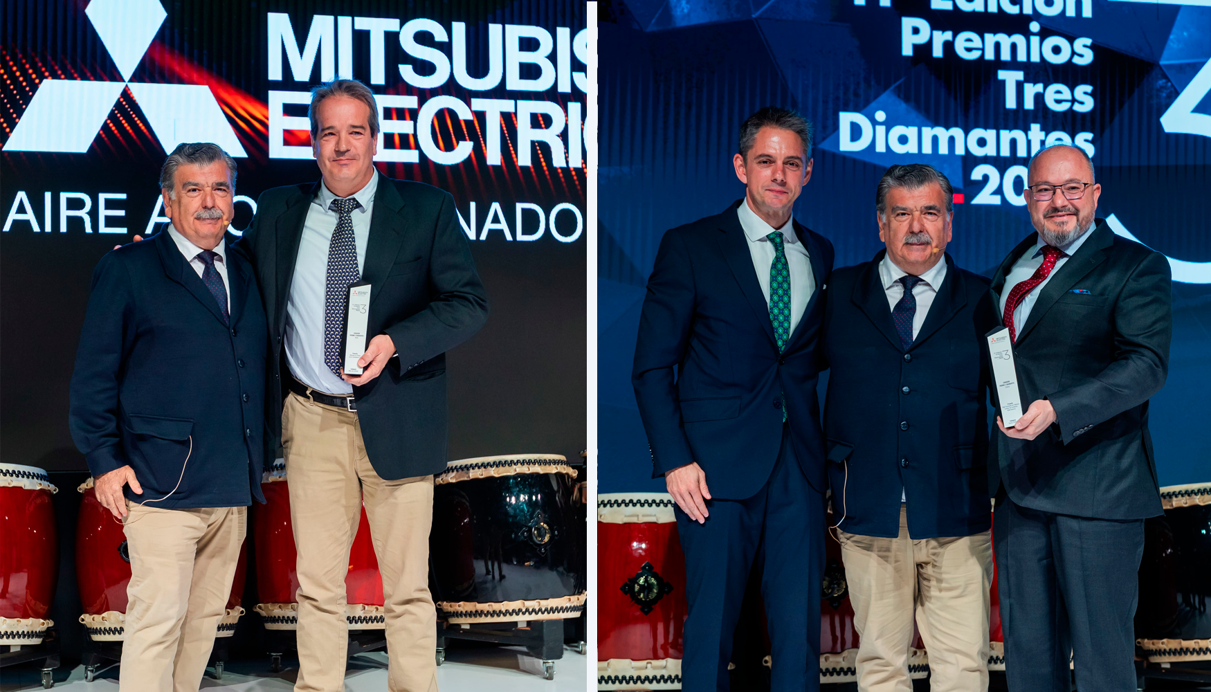 Los representantes de IKDI Ingenieros y de Zetus Soluciones Energticas junto con Pedro Ruiz, presidente de Mitsubishi Electric Espaa...