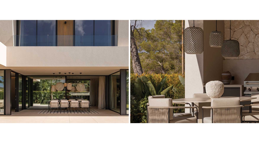 Las luminarias Fora y Nans proporcionan una luz suave y natural que enfatiza la calidez de los materiales empleados y contribuye a la sensacin de...