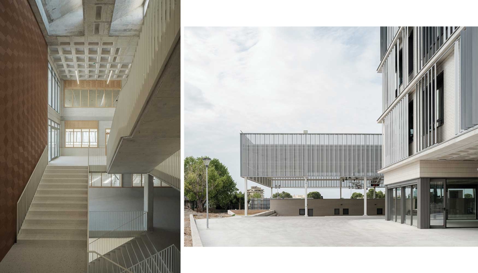 El Colegio Montesin est formado por dos volmenes desplazados que maximizan la superficie de fachada...