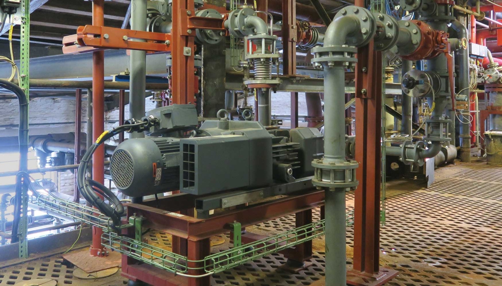 Fig. 1: Bomba de vaco de rotores de ua Mink para la circulacin de gases de escape con contenido de hidrocarburos clorados en Nouryon...