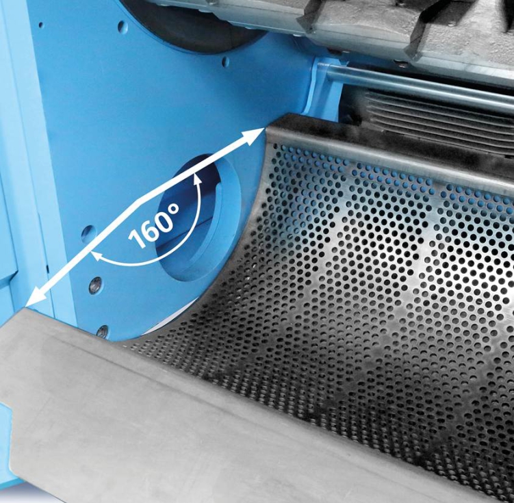 Tamiz sobredimensionado de 160 grados