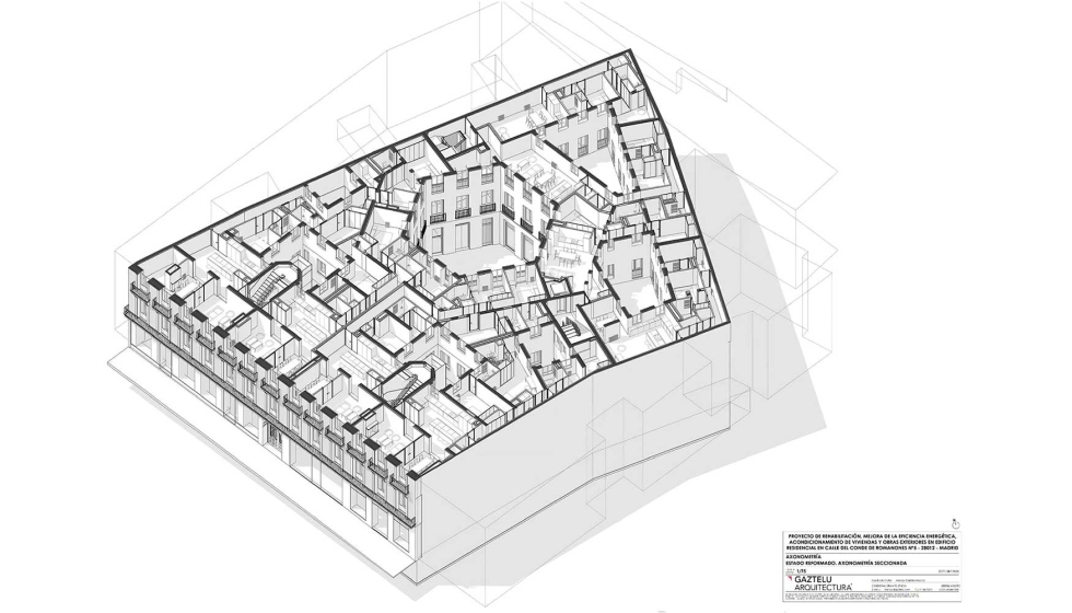 Axonometra del edificio de Conde de Romanones, 5. Foto: Gaztelu Arquitectura