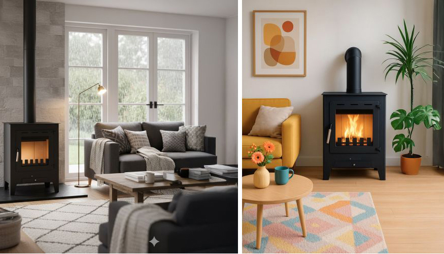 Estufa de pellet 12kW blanco Stove Canadian