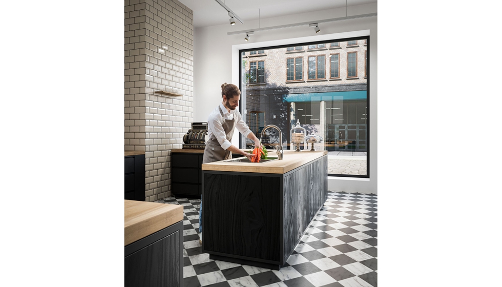 El dise�o con ca�o alto, giratorio y bloqueable en la posici�n central, facilita las tareas habituales en el fregadero y mejora la ergonom�a...