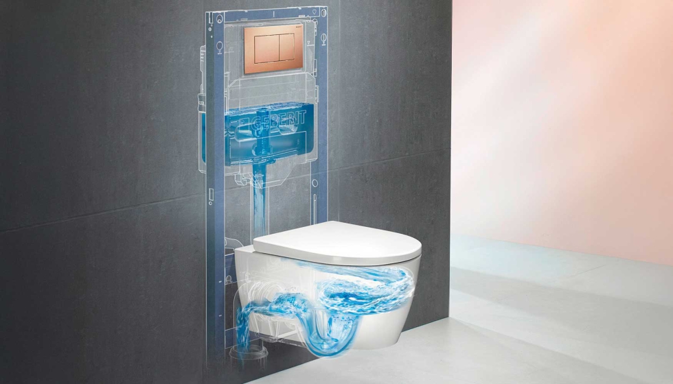 Una sola descarga de 2 o 4 litros basta para que la taza del WC quede limpia de residuos