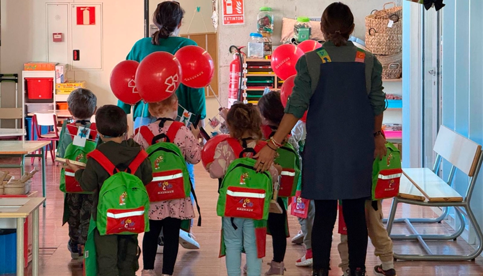 Alumnos del CEIP Bonavista de Alaqus durante el taller de Bauhaus