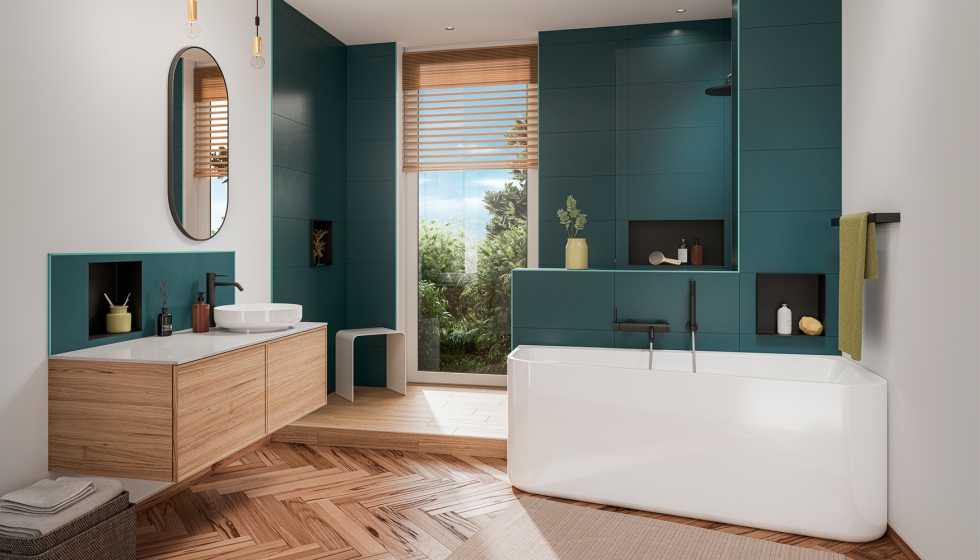 Los elementos integrados prefabricados estn disponibles en aluminio texturizado en varios colores