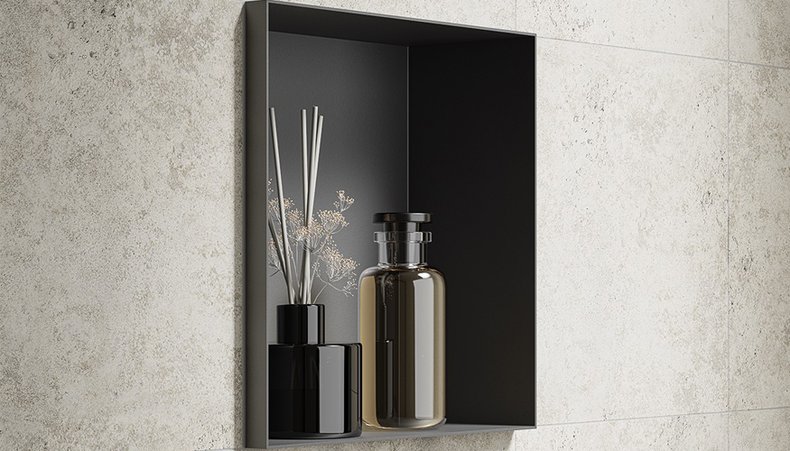 Las hornacinas se pueden instalar a nivel del revestimiento o sobresaliendo como un elemento de diseo especial