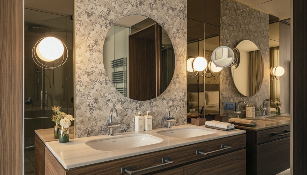 Circ proporciona una iluminaci�n suave y envolvente donde los apliques se sit�an junto a los espejos en los ba�os...