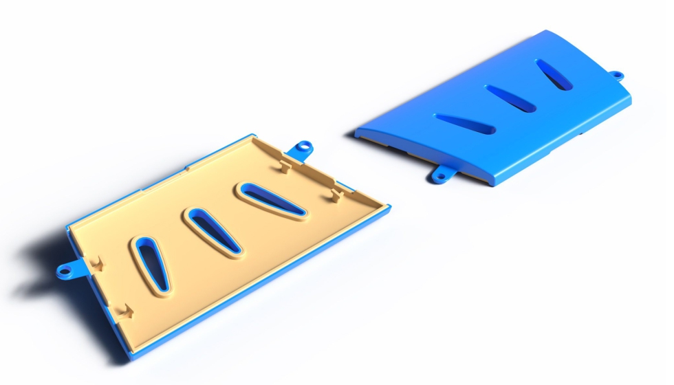 El reposamuecas soft-touch es totalmente reciclable y permite uniones modulares adaptables a la anchura del teclado. (Fuente: IKV)...