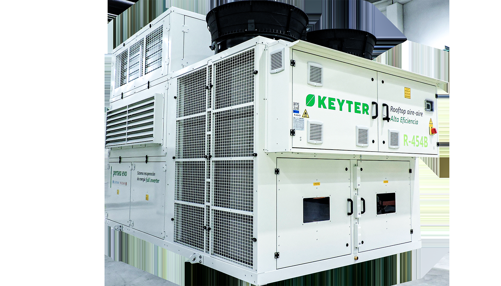 La gama de rooftops Persea EVO incorpora plataforma multirefrigerante compatible con R454B, compresores inverter y multiscroll...