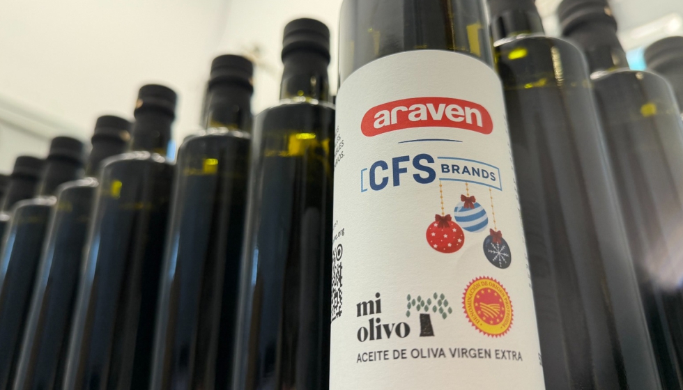 Aceite de oliva virgen extra de Apadrinaunolivo.org personalizado para Araven