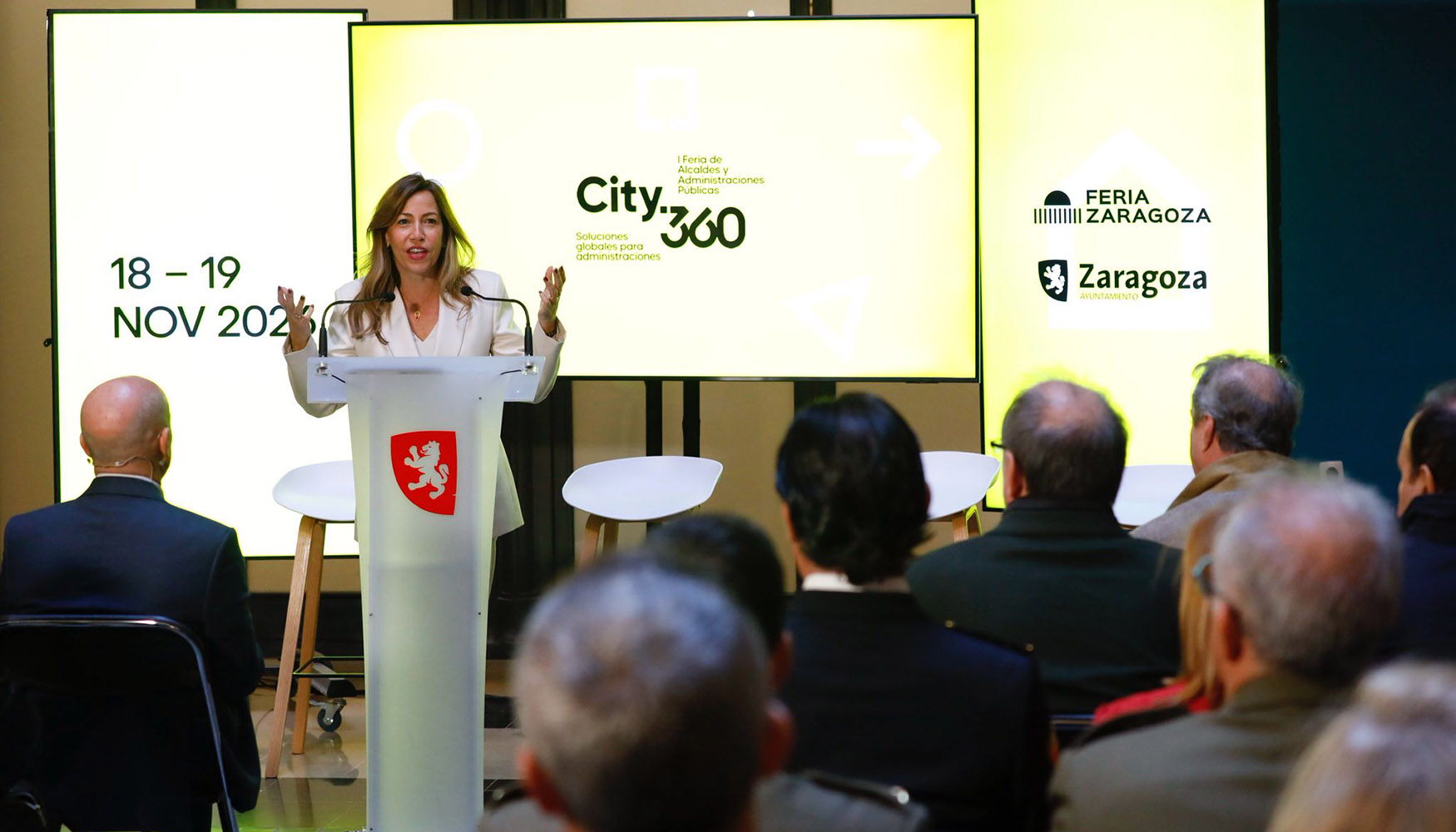 En la presentacin oficial de City360 participaron de la alcaldesa de la ciudad, Natalia Chueca, (en la imagen) y el presidente de Feria de Zaragoza...