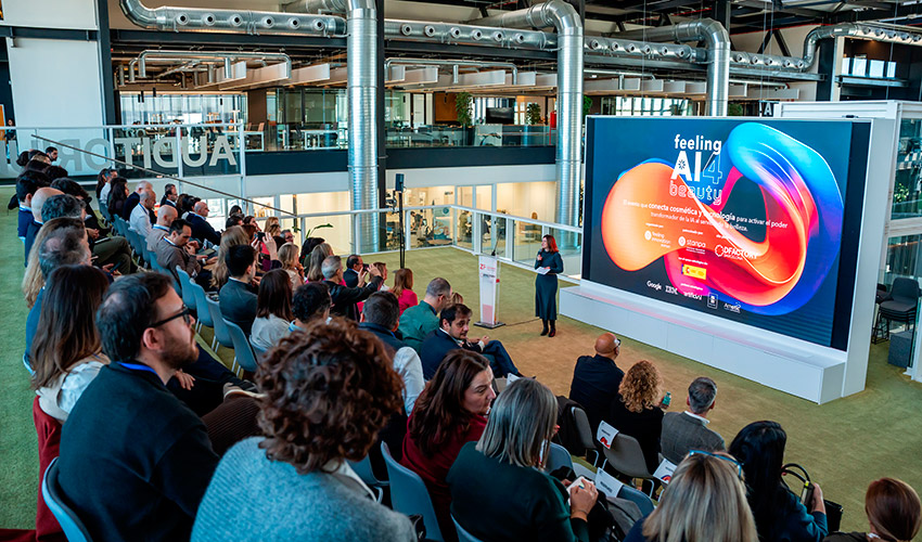 Imagen de la jornada de FeelingAI4Beauty, que reuni a expertos y empresas para analizar el impacto de la IA en la industria de la belleza...
