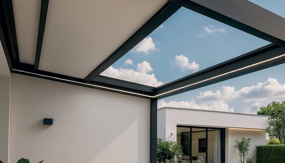 El innovador diseo de la prgola retrctil Polytop permite una instalacin sencilla y rpida gracias a su premontaje en fbrica...