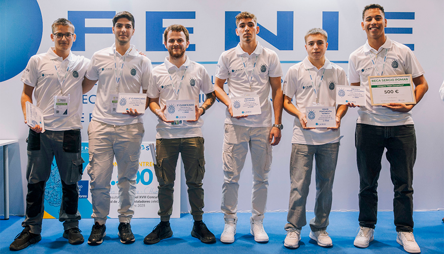 Galardonados de la final del Concurso Nacional de Jvenes Instaladores organizada por Fenie en Matelec