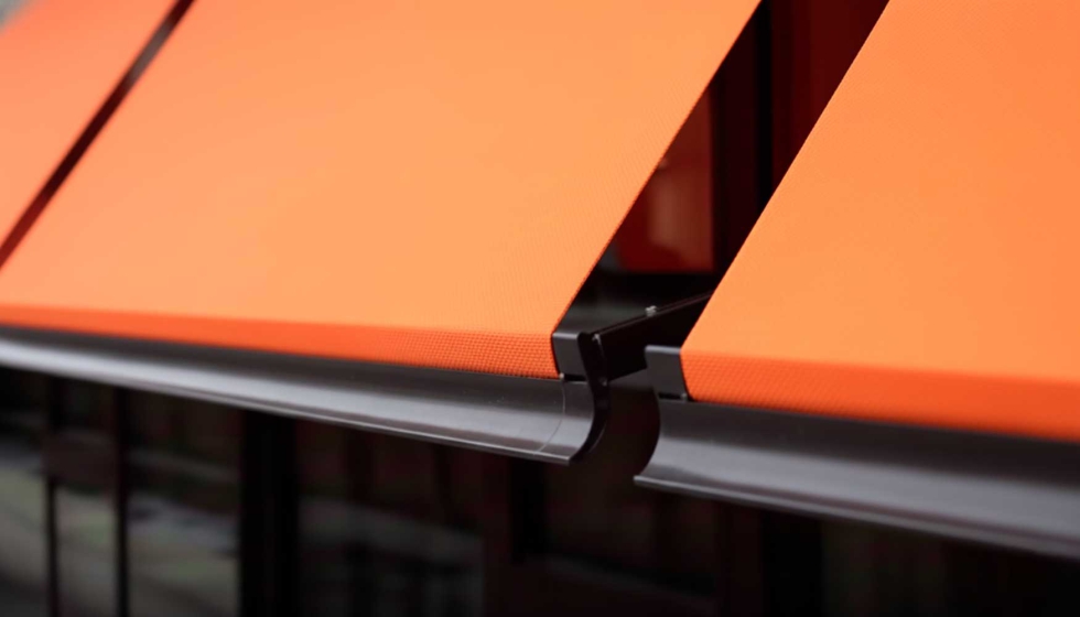 Detalle del tejido Masacril de Sauleda que equipa los toldos de Het Slotervaart