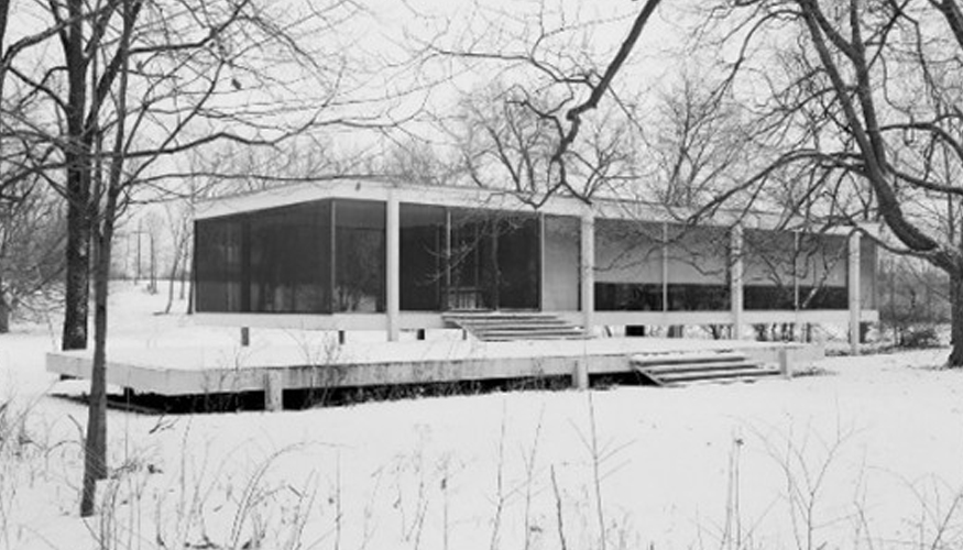 Fig. 2. La claridad racionalista del Movimiento Moderno: transparencia, blancura y control visual (Casa Farnsworth, Mies van der Rohe, 1951)...