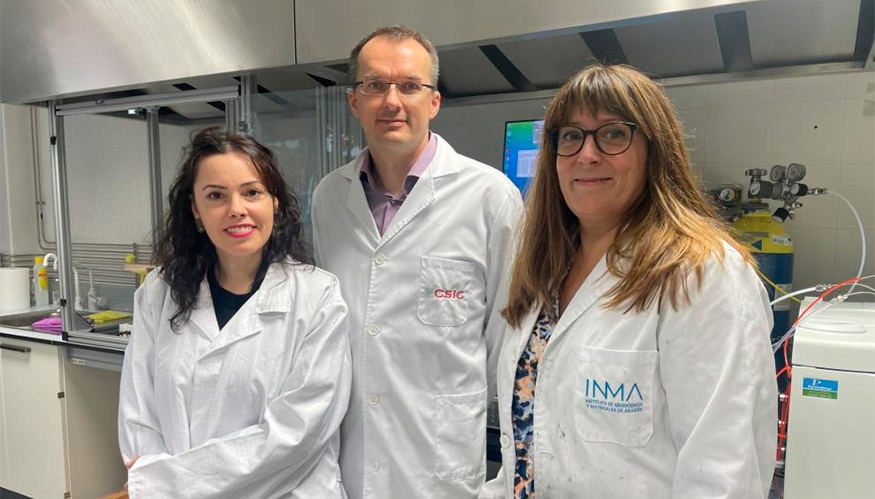 Los tres investigadores del proyecto.: Vanesa Gil, Jonas Gurauskis y Elena Glvez