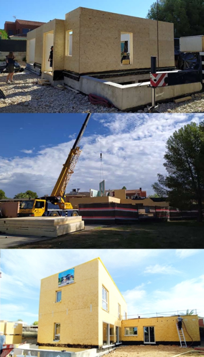 Detalles del proceso constructivo industrializando de esta residencia particular, mediante paneles de madera. Fotos: Juan Luis Campoy...