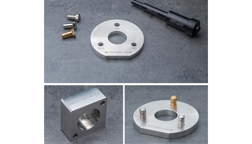 Ejemplos del detalle del grabado lser sobre piezas torneadas