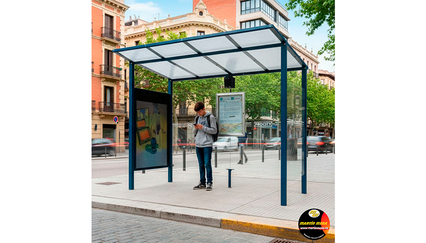 La fijacin al suelo de la marquesina Arts 3 mdulos se realiza mediante placas con tirafondos en acero galvanizado de tamao adecuado<br...